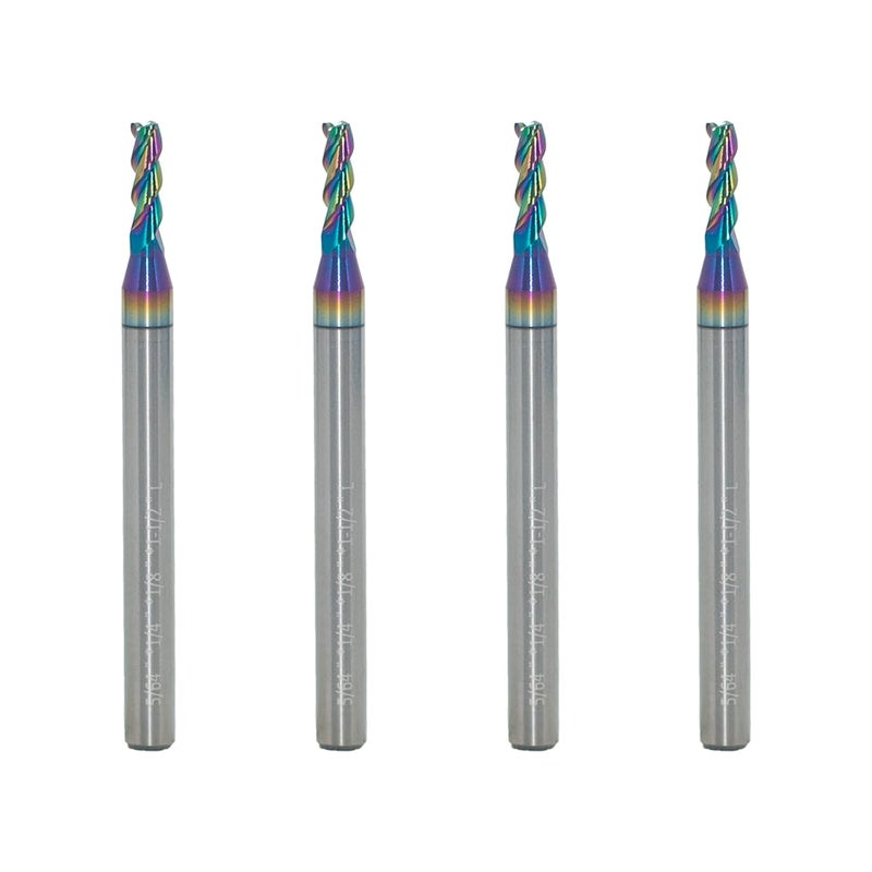 JIANXING Carbide Square End Mill for Aluminum, Copper Alloy, Plastic, 5/64" End Mill Bits, 3 Flute HRC 55 Deg DLC Coating, CNC Router Bits (4 Pieces) - Image 1